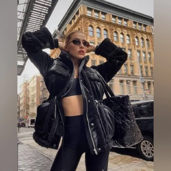 ALO Yoga Glossy Black Puffer Coat - Picture 11 of 12